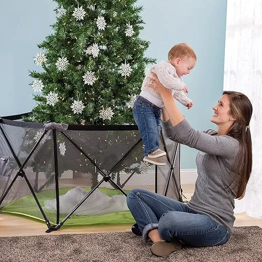 Summer Infant Pop ‘n Play Portable Playard, Green - Lightweight Play Pen for Indoor and Outdoor Use - Portable Playard with Fast, Easy and Compact Fold