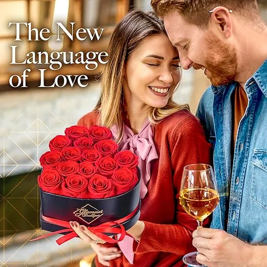 16 Flower Forever Heart Shape Box - Preserved Roses, Immortal Roses Gift for Her Rose Eternal Preserved Flowers for Delivery Mothers Day Women Valentines Day Gifts for Wife - Red