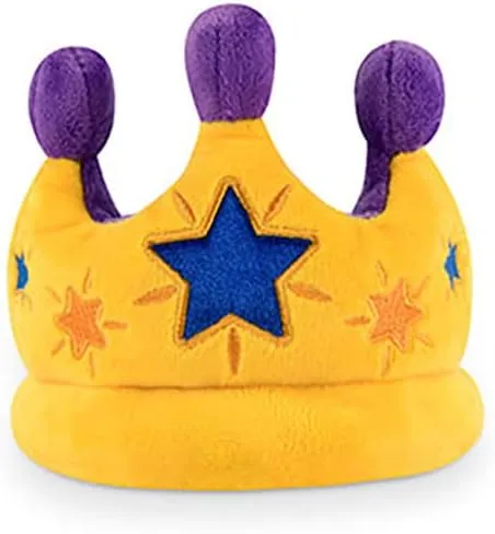 P.L.A.Y. Cute Plush Dog Toys - Birthday Party Celebration Themed Durable Squeaker Chew Toy, Great for Puppies & Small, Medium, Large Dogs - Machine Washable, Recycled Materials (Canine Crown, Medium)