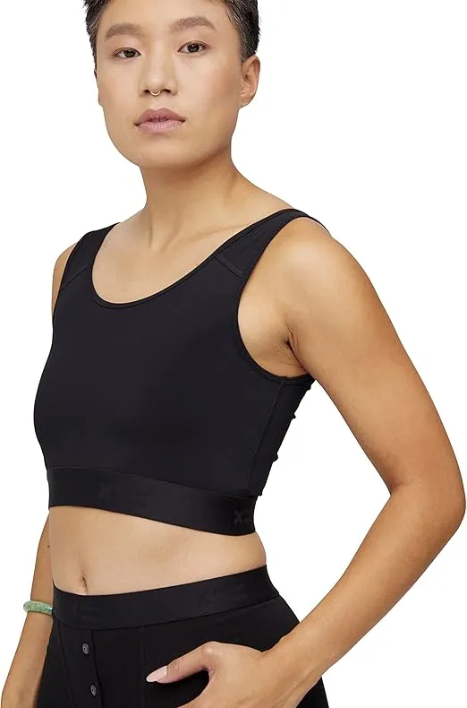 TomboyX Compression Bra, Chest Binder Alternative, Wireless Full Coverage Medium Support Top, Athletic Sports Bra, (XS-6X)