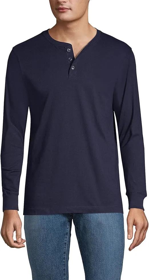 Lands' End Men's Super-T Long Sleeve Henley Shirt
