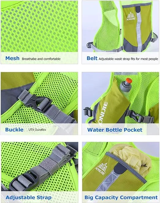 AONIJIE Men Women Ultralight Running Vest Pack Reflective Breathable Hydration Backpack for Hiking Camping Marathon Cycling Race (Gray)