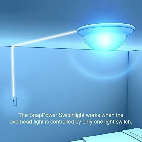 Single - SnapPower SwitchLight - LED Night Light - for Single-Pole Light Switches - Light Switch Plate with LED Night Lights - Adjust Brightness - Auto On/Off Sensor - (Rocker, White)
