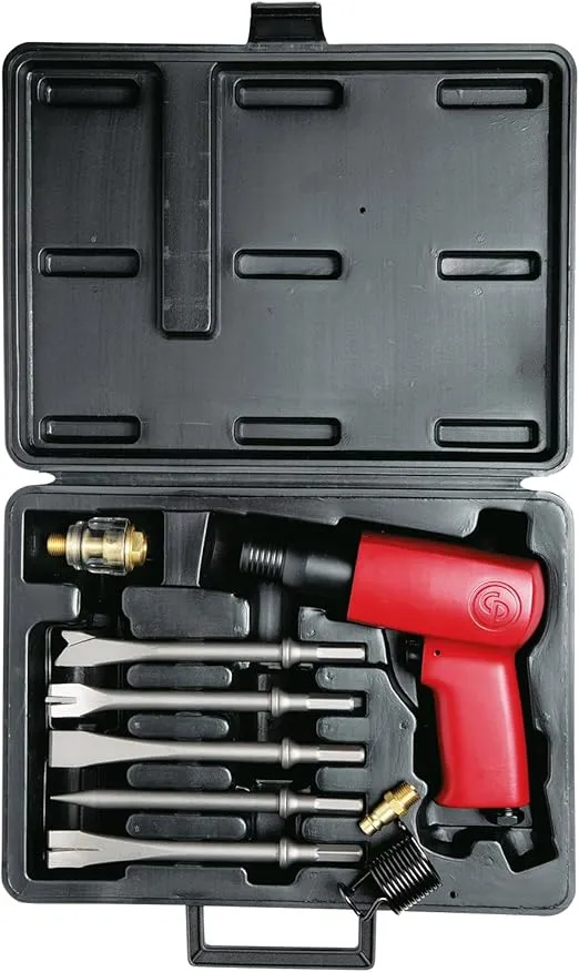 Chicago Pneumatic CP7111K - Kit - Air Hammer, Welding Equipment, Construction, 0.401 In (10.2mm), Round Shank, Pistol Handle, Stroke 2.64 in/67 mm, Bore Diameter 0.75 in/19 mm - 3000 Blow Per Minute