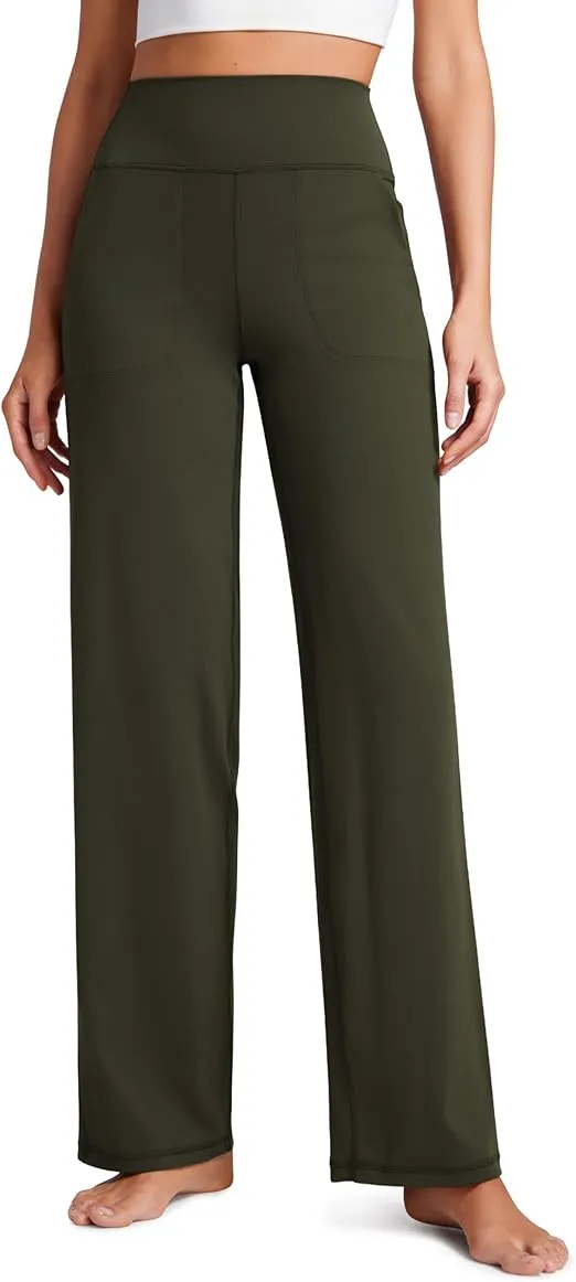 CRZ YOGA Womens Butterluxe High Waist Wide Leg Pants with Pockets 31" - Buttery Soft Comfy Casual Yoga Lounge Pants