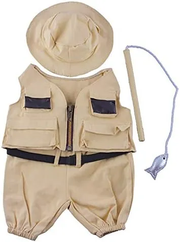 Fisherman w/Hat and Pole Outfit Teddy Bear Clothes Fit 14 - 18 Build-A-Bear and Make Your Own Stuffed Animals