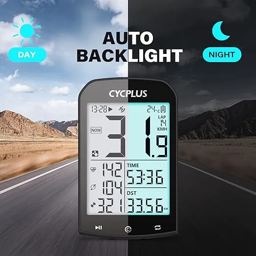CYCPLUS Bike Computer GPS Wireless, ANT+ Cycling Computer GPS with Bluetooth, Multifunctional ANT+ Bicycle Computer GPS with 2.9 LCD Screen, Bike Speedometer with Auto Backlight IPX6