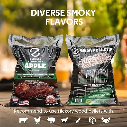 Z GRILLS Wood Pellets for Smoker Grill and BBQ, 100% All-Natural Hardwood Apple Pellet, 20lbs