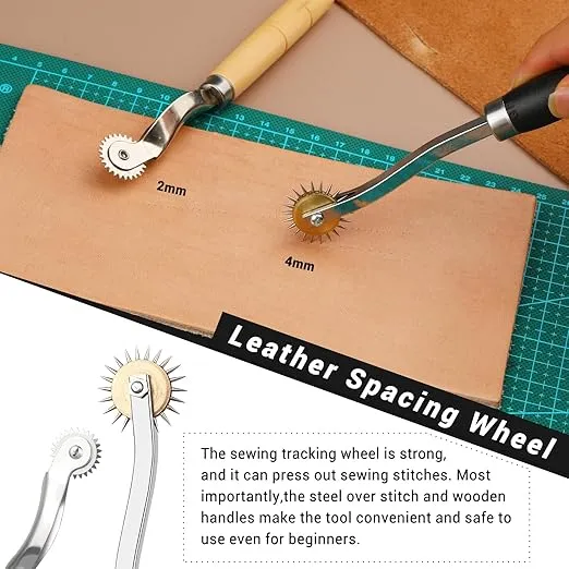 SOCNITC Leather Working Tools, Leather Sewing Kit, Leather Craft Kit, Upholstery Repair Kit with Waxed Thread, Leather Stitching Punch, Leather Awl for Leather Craft Beginners Professionals