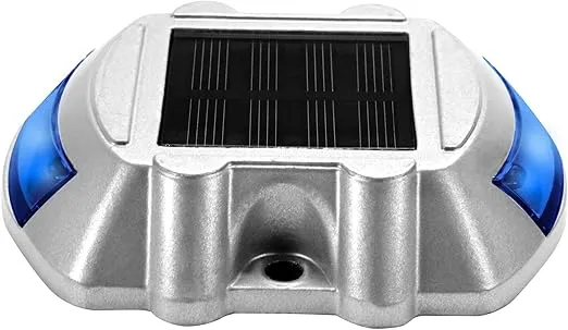 VEVOR Driveway Lights 4-Pack, Solar Driveway Lights with Switch Button, Solar Deck Lights Waterproof, Wireless Dock Lights 6 LEDs for Path Warning Garden Walkway Sidewalk Steps, LED Bright Blue