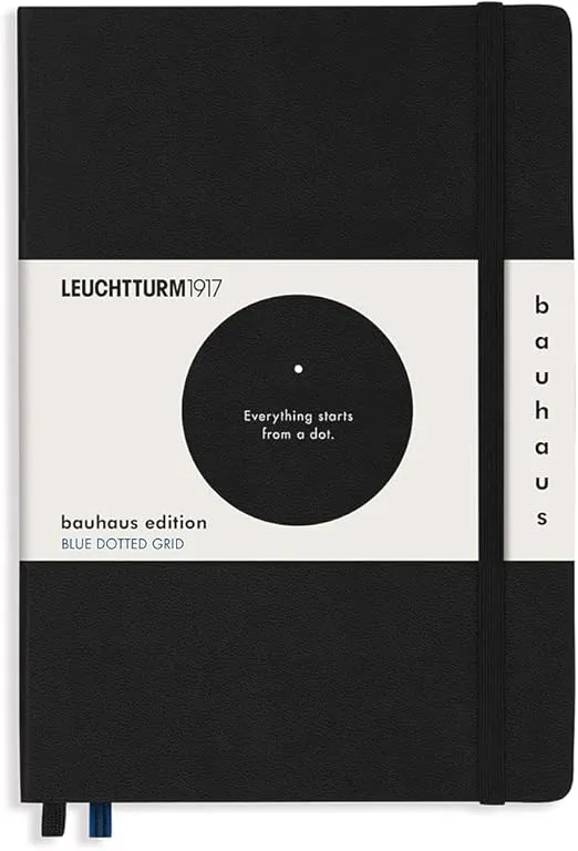 LEUCHTTURM1917 - Dotted Hardcover Notebook Medium A5 Bauhaus Special Edition 251 Numbered Pages for Writing and Journaling (Black)