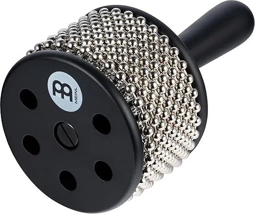 Meinl Percussion Turbo Cabasa with Sound Ports for Extra Projection, Medium Size-Wooden Handle with Padded Soft Grip, Steel Cylinder and Chain, 2-Year Warranty, Black, (CA5BK)