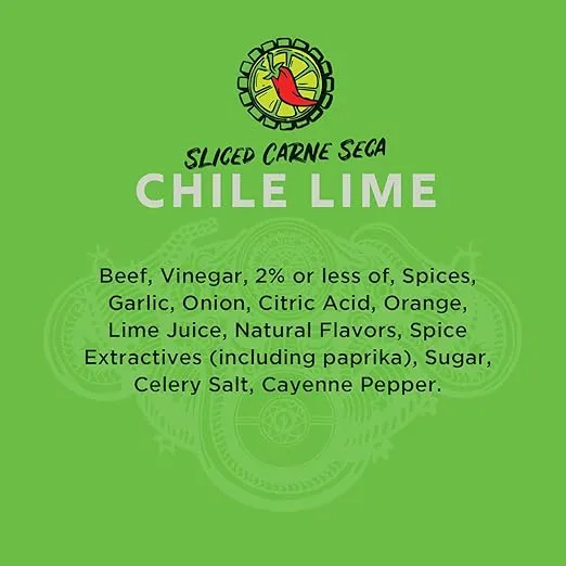 Vacadillos Beef Jerky Snack Packs Carne Seca, Chile Lime 3-Pack