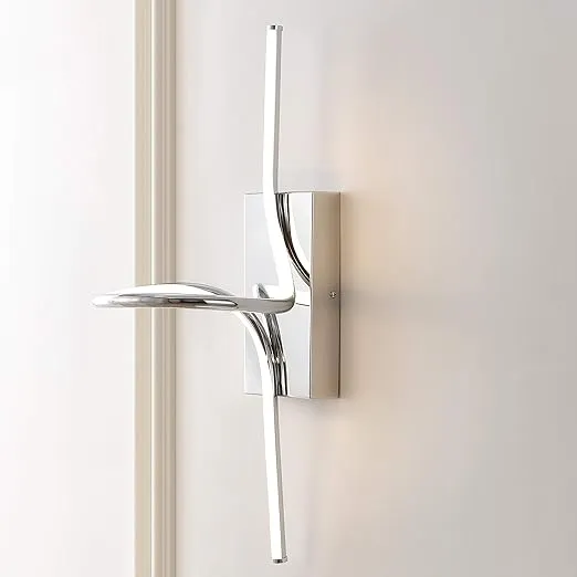 JONATHAN Y JYL7030A Sketch 9" Minimalist Metal Integrated LED Vanity Light Sconce, Modern, Contemporary, Glam, Minimalist, 3000K Dimmable LED Bulbs for Bedroom Living Room Bathroom Hallway, Chrome