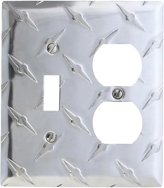 Amerelle Diamond Plate Single Toggle/Single Duplex Stamped Aluminum Wallplate