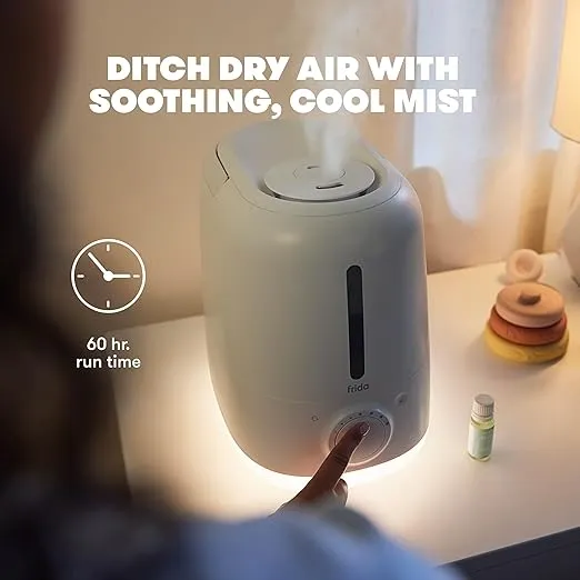 Frida Baby 3-in-1 XL Top Fill Humidifier for Bedroom, 6L Tank Cool Mist Humidifier for Large Rooms + Diffuser, Nightlight, Auto Shut-Off, Quiet, Carry Handle, Night Light, Essential Oil Diffuser