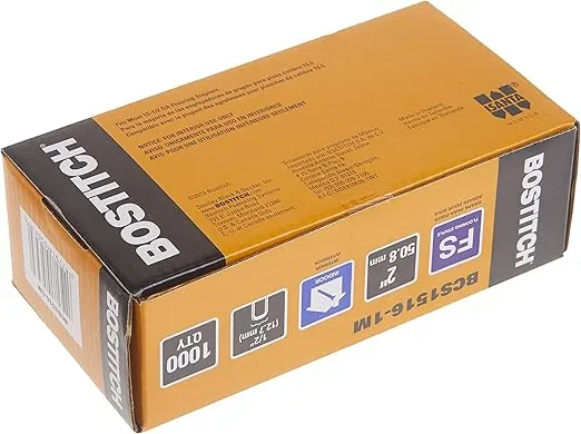 BOSTITCH Flooring Staples, Hardwood, 15-1/2 GA, 2-Inch, 1000-Piece (BCS1516-1M)