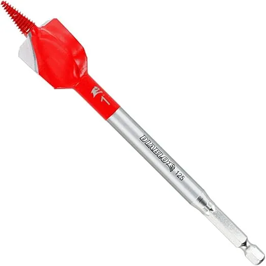 Diablo Demo Demon Spade Bit for Nail-Embedded Wood - 1" Diameter, 6" Length, 1/4" Hex Shank - DSPD4050