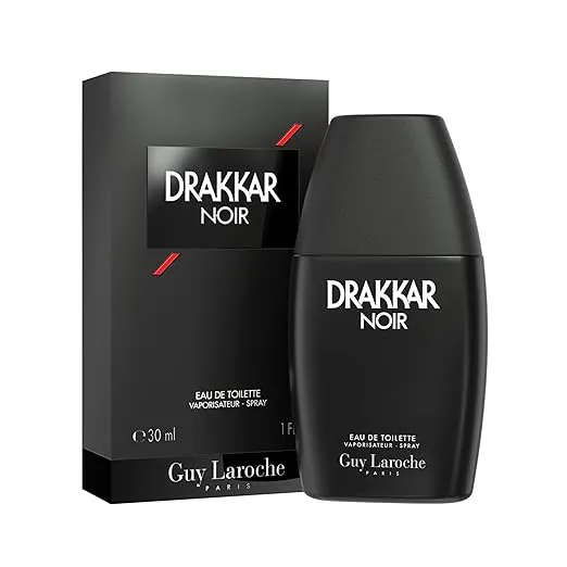 Drakkar Noir By Guy Laroche, Iconic Designer Fragrance, Intense & Powerful Eau de Toilette, Fougere Blend & Aromatic Spices, Long Lasting Mens Cologne, Day and Evening Scent, 1.0 Fl. Oz.