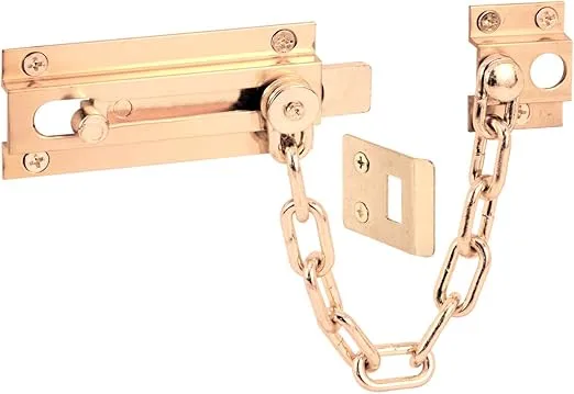 Prime-Line U 9911 Chain Door Guard with Slide Bolt, Solid Brass (Single Pack)