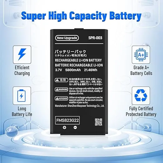 SPR-003 Battery for Nintendo 3DS XL New 3DS XL LL Game Console, (2024 New Version) Ultra High Capacity 5800mAh Li-ion Replacement Battery for Nintendo Switch Game Console SPR-003 Battery