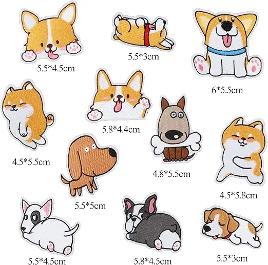 Cute Iron On Patches for Clothing, Assorted Dog Patterns Sew On Embroidered Decoration Appliques for Masks Bags Jeans Hoodies Jackets Shoes, 11PCS