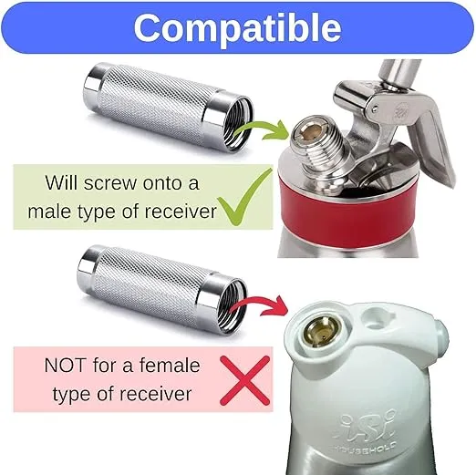 ICO Replacement Aluminum Charger Holder for Whipped Cream Dispenser, Silver