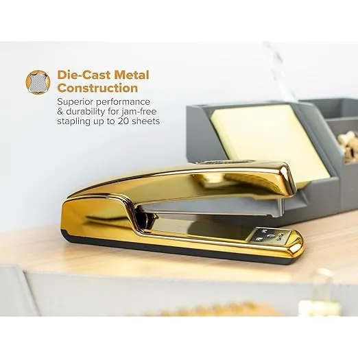 Bostitch Office Professional Metal Executive Stapler, 20 Sheet Capacity, Gold Chrome (B5000-GOLD)