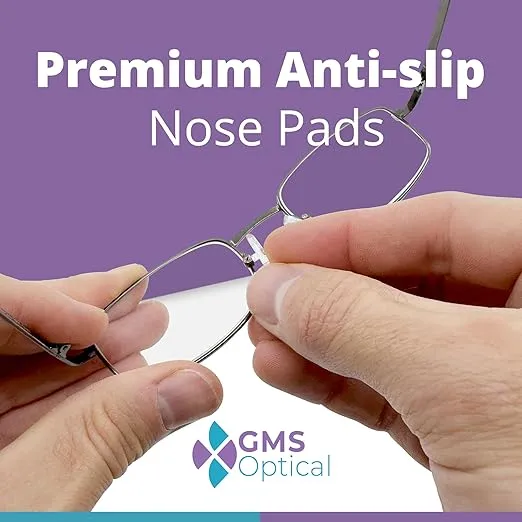 GMS Optical Soft Silicone D-Shaped Screw-in Nose Pads for Glasses, Sunglasses, and Eye Wear - 15mm (5 Pair)