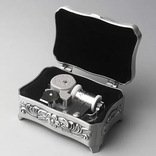 ROSIKING Square Emboss Alloy Metal Music Box Wind Up Antique Jewelry Musical Boxes Christmas Birthday Valentine's Day Gifts Plays You are My Sunshine