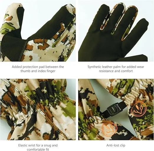 BASSDASH Men’s Insulated Hunting Gloves Waterproof Camo Gloves for Cold Weather Outdoor Activities HG02M