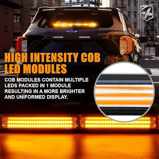 Xprite 35" Amber COB LED Emergency Traffic Advisor Strobe Chase Light Bar, Safety Warning Rear Window | Deck | Dash Flashing Directional Lightbar for Construction Vehicles Tow Trucks