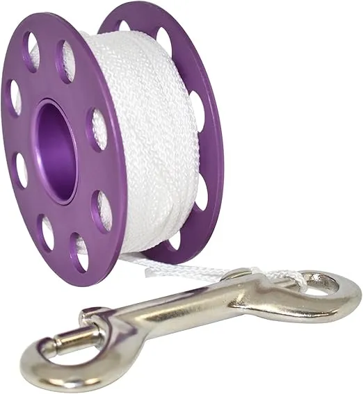 Scuba Choice Aluminum Finger Spool 75ft Dive Reel w/Bolt Snap-Purple/White, one Size (SCDR-100-PRWT)