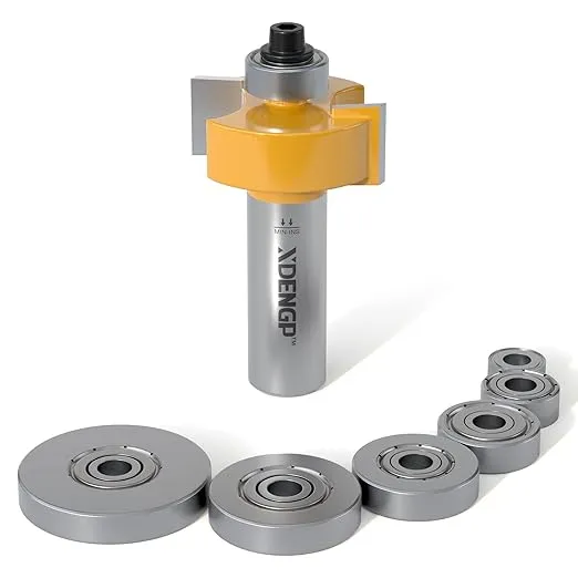 Rabbet Router Bit Set 1/2 Shank, Rabbeting Router Bits 1pcs with 6 Bearings for Interchangeable and Adjustable Multi Depths Cutter 1/8", 1/4", 5/16", 3/8", 7/16", 1/2"