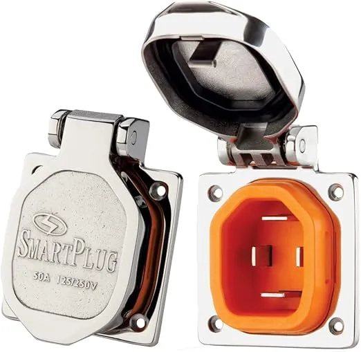 SmartPlug 50 AMP Male Inlet Cover - Stainless Steel