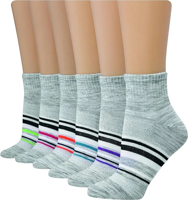 Hanes Women's 6-Pair Lightweight Breathable Ventilation Ankle Socks
