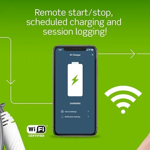 Leviton Level 2 Smart Electric Vehicle (EV) Charger with Wi-Fi, 40 Amp, 9.6 kW Output, 25' Cable, NEMA 14-50P Plug, EV40P
