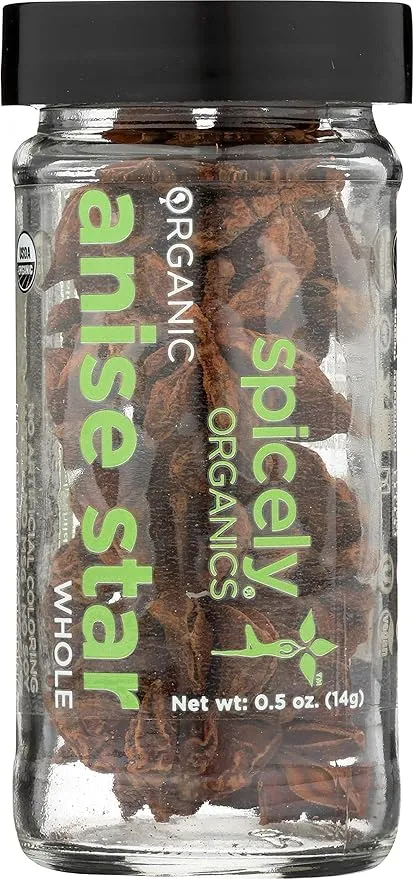 Spicely Organic Anise Star Whole 0.50 Ounce Jar Certified Gluten Free
