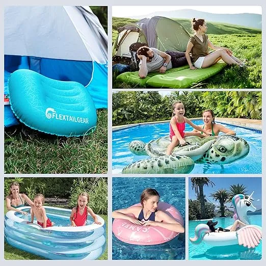 FLEXTAILGEAR Tiny Pump Portable Air Pump, Ultra-Mini with 1300mAh Battery USB Rechargeable to Inflate Deflate for Pool Floats Air Bed / Mattress Swimming Ring Vacuum Storage Bags (White)