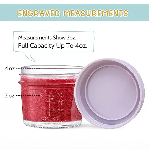 VITEVER 12Pack Glass Baby Food Storage Containers - 4 oz Baby Food Storage Jars With Lids, Baby Food Maker, Microwave, Dishwasher & Freezer Safe