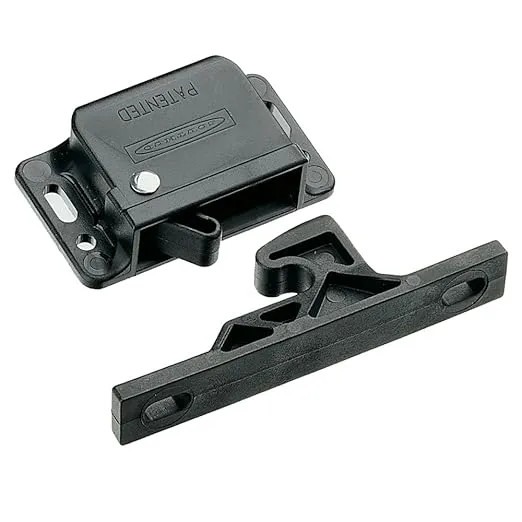 Southco C3-803 Series Passivated Plastic Grabber Catch Side Mount Concealed Push-To-Close Latch with Blue Spring, 13N Pullup, Black