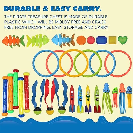 JOYIN 30 Pcs Diving Pool Toys for Kids Ages 3-12 Jumbo Set with Storage Bag Pool Games Summer Swim Water FishToys