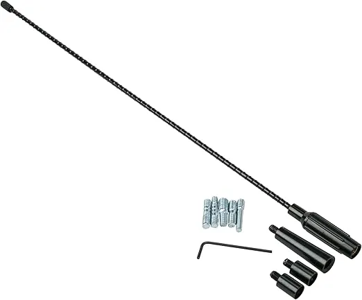 Scosche RMFB17-WP1 17" Universal Car Radio Spiral Antenna Mast - Top Mount Replacement Mast with Threaded Adapters and Spacers - Domestic and Import Vehicles - AM/FM Auto Antenna - Car Truck and SUV
