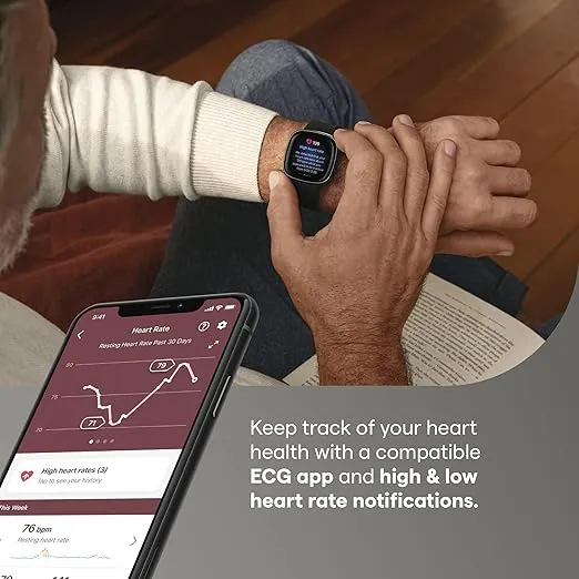 Fitbit Sense Advanced Smartwatch with Tools for Heart Health, Stress Management & Skin Temperature Trends, Sage Grey/Silver, One Size (S & L Bands Included)