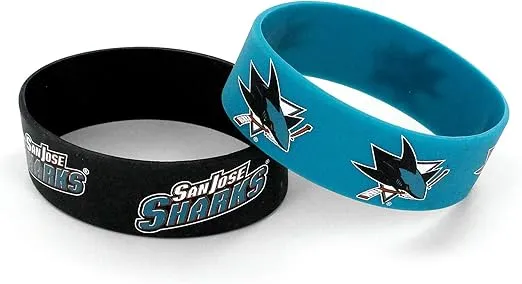 NHL San Jose Sharks Silicone Rubber Bracelet, 2-Pack