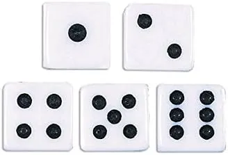 White Cube Playing Dice (4.12" x 2.87") - Pack of 5 - Classic Gaming & Entertainment Accessory - Ideal For Board Games & Casino Nights