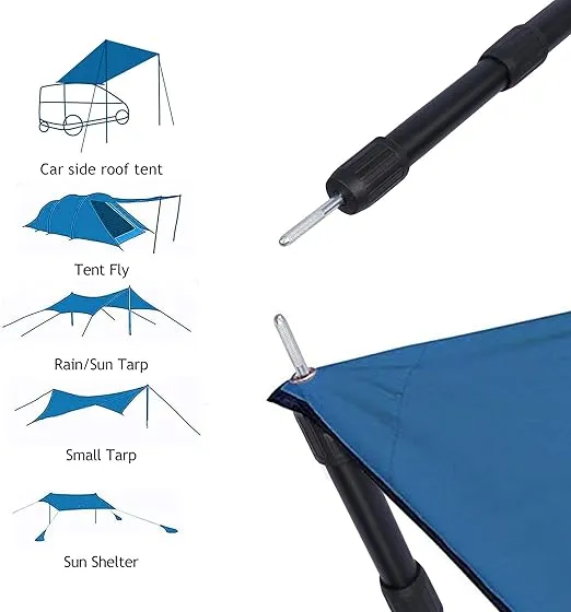 REDCAMP Aluminum Adjustable Camping Tarp Poles, Set of 2, 36in to 90in Telescoping Lightweight waterproof Tent Poles for Shelter, Hammock Rain Fly, Awning, Black