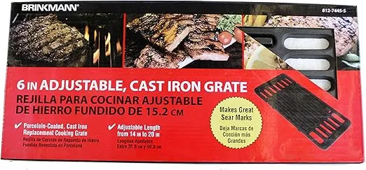 Brinkmann Universal Replacement 6-Inch Adjustable BBQ Grill Cast Iron Cooking Grate
