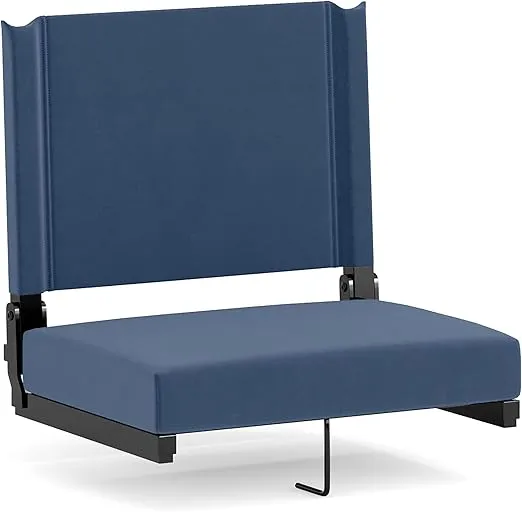 Flash Furniture Grandstand Portable Stadium Seat for Bleachers or Benches, Folding Padded Stadium Chair with Carrying Handle, 500 lb. Weight Capacity, Navy Blue