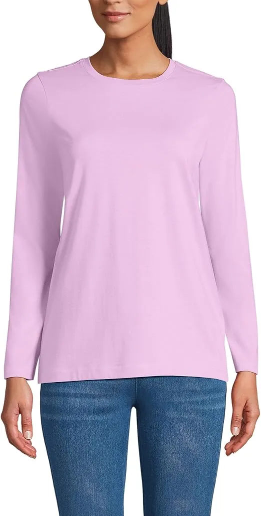 Lands' End Women's Relaxed Supima Cotton Long Sleeve Crew Neck T-Shirt